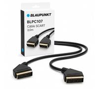 BLP-SCART BLAUPUNKT Câble SCART 3,0m Connecteurs 21 Broches Plaqués Or | Blindage Multicouche, Compatible DVD/Blu-ray, Gaine Renforcée, Consoles Rétro, Décodeurs et Téléviseurs