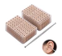 BLPRKOT 1200 Pièces Graines d'Oreille pour Auriculothérapie, Kit d'Acupression avec Stylo de Massage 120mm, Patchs d'Acupuncture Naturels pour Relaxation et Stress