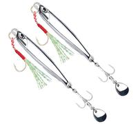 BLPRKOT 2 Pièces 30g Leurres de Pêche en Mer Peche Kits Leurres, Alliage de Zinc Anti-Corrosion Leurre Peche Carnassier pour la Pêche en Eau Douce ou en Eau de Mer