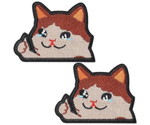 BLPRKOT 2 Pièces Funny Cat Embroidered, Tactical Patch for Clothes, Backpack, Jackets, Dog Harness