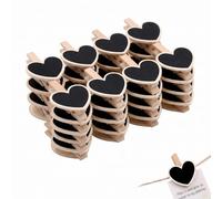 BLPRKOT 24 Pièces Mini Ardoises en Bois en Forme de Cœur Marque Place Mariage et Porte Nom Table 5.5x6.6cm, Pancarte pour Buffet Anniversaire Étiquette Prix et Décoration de Table Rustique
