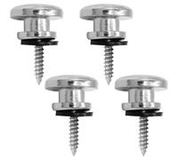 BLPRKOT 4 Pièces Sangle Guitare Fixer Metal with Argent Buttons with Fixing Screws and Rubber Cushion for Electric Guitar Classical Guitar Bass