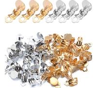 BLPRKOT 50 Pièces Boucle d'oreille à Clip en Acier Inoxydable Résultats Plats Rond Plateau Boucles d'oreilles Accessoires de Boucle d'oreille pour la Fabrication de Bijoux (Or, argent