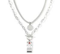 BLPRKOT Collier avec Pendentif dans Le Style d'un Hanafuda de Tanjiro Kamado r, Chaîne Fine Maille Forçat Acier Inoxydable, pour Fans de Demon Slaye