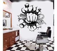 Blrpbc Stickers Muraux Autocollant Mural pour Salon de Coiffure Hommes, Barbe Rasage Boutique Enseigne Porte Décoratif Vinyle 114x118cm