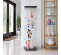 BLSYHDH Vitrine en Verre 164 cm,Armoire vitrine pour Collection avec 1 Porte 4 étagères Transparent Meuble Vitrine Verre vitrines Figurine Armoire Salon Bar (4 étages 1 Porte, Noir)