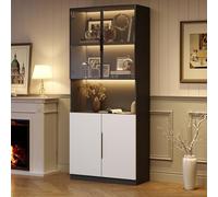 BLSYHDH Vitrine Minimaliste Moderne avec Portes VitréEs 80x30x200cm, Vitrine avec LumièRes LED éTagèRe pour Objets de Collection TempéRature de Couleur et Luminosité RéGlables (Style-B)