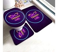 BLSYP Pad de Support Trendy Girl Neon Sign 3 Pieces Bathroom Rugs Set,Soft Chenille Bath Mats Set,Absorbent Shaggy Bath Rugs & Slip Resistant Plush Carpets Mats for Tub,Shower,Bathroom