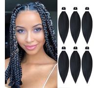 BLTYXT Pre-stretched Braiding Hair 18'' Easy Braid 6 Packs Professional Itch Free Synthetic Fiber EZ Braids Yaki Texture Knotless Braiding Hair Extensions(1#, 18 Inch（Pack of 6）)