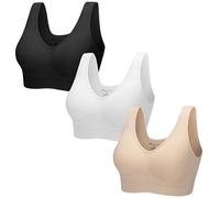 Blu Apparel Lot de 3 soutiens-gorge rembourrés sans couture pour femme, Noir/blanc/nude, XL