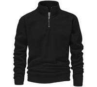 Blu Apparel Pull polaire à fermeture éclair 1/4 pour homme - Poids moyen - Pour randonnée, camping, Noir , 3XL