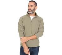 Blu Apparel Pull polaire à fermeture éclair 1/4 pour homme - Poids moyen - Pour randonnée, camping, vert olive, 3XL