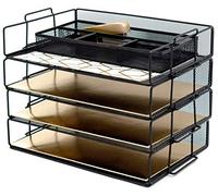 Blu Monaco Organisateurs de Bureau et Accessoires - Bac à Papier empilable à 4 Niveaux - Organiseur de fichiers en Maille métallique Noire