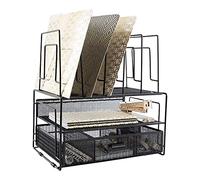 BLU MONACO Organiseur de bureau avec trieur de fichiers et tiroir, noir