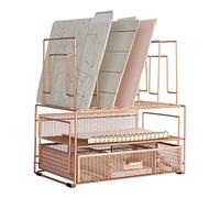 Blu Monaco Organiseur de bureau or rose et accessoires de rangement avec trieurs de fichiers et tiroir pour fournitures de bureau, papier, appareil et dossiers