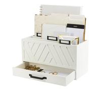 BLU MONACO Organiseur de courrier pour la maison - Organiseur de factures pour le bureau - Organiseur de courrier de cuisine en bois blanc Organi
