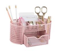 BLU MONACO Pink Desk Organizer - Strong Metal Construction, Office Supply Storage for Home or Office, Light Pink Desk Accessories