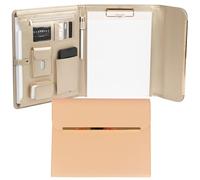 BLU Monaco Porte-documents professionnel en cuir végétalien rose pour femme avec fermeture magnétique et bordure dorée, étui de rangement professionnel