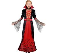 Blu Ninfee Costume de vampire d'Halloween pour enfant fille - Costume gothique de vampire avec collier - Costume d'Halloween pour carnaval cosplay fête à thème - S (5-7 ans)