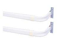 Blu-Pier Tech Tringle à rideau simple robuste, avec couture verrouillable, largeur réglable de 71 à 122 cm, projection de 6,3 cm, matériel inclus, blanc (lot de 2)