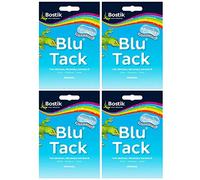 BLU TACK Original Bostik Lot de 4 paquets de colle bleue réutilisable pour la maison, l'école, le bureau, les murs sans traces, sans danger, les épingles et le ruban, les étirements solides