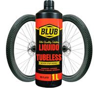 BLUB Liquide anti-crevaison pour vélo Tubeless MTB 1 litre | Liquide anti-crevaison pour vélo | Kit de réparation de pneus, patchs vélo | Gel anti-crevaison pour seringue Tubeless