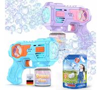 Blubbel 2X Pistolet a Bulle +1L Machine pour Bulles Savon Enfant, Générateur Mousse LED, Jouet Extérieur, Cadeau Été, Bazooka Mariage, Lance-Bulles Portable, Activité Jardin, Jouets de Plein air