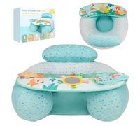 Blublu Park Siège de sol gonflable pour bébé avec plateau de jeu, vert | Siège bébé portable avec plateau d'activité amovible et housse en tissu, pour la maison et les déplacements, pour 3 à 36 mois
