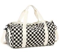 BLUBOON Sac de sport pour filles et enfants - Joli sac de sport avec compartiment à chaussures et séparation humide - Sac de voyage étanche, Noir/blanc à carreaux., sac de danse avec compartiment à