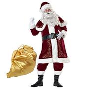 BLUCIELO Costume de Père Noël pour Hommes Complet de Déguisement de Père Noël Adulte Hommes（L）