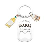 Bluckincle Cadeau Fête Des Pères, Porte-Clés Acier Inoxydable, Le Meilleur Papa, BOTTLE OPENER, Fête Des Pères, Cadeau Papa