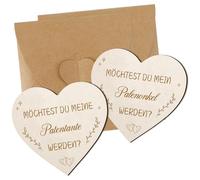 Bluckincle Parrain Marraine Questions Cadeau en forme de cœur en bois pour carte de vœux grossesse annoncer des idées - Voulez-vous devenir ma marraine / Voulez-vous devenir mon palenoncle