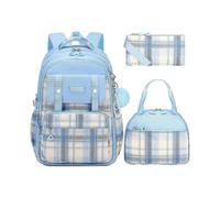 (Blue 3pcs Set)Girls Backpack, Ideal School Backpack for Girls from Elementary to Teen Years, Kawaii Bookbag Cute Large Capacity