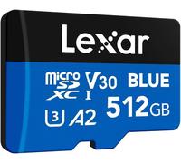 Blue 512GB Micro SD Card, Up to 160MB/s Reading, MicroSDXC UHS-I, C10, U3, V30, A2, Full HD and 4K Video, High Speed Memory Card for Smartphones/Tablets/Action Cameras