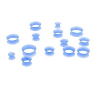 (Blue) 7 Pairs Silicone Flexible Ear Tunnels Stretcher Gauges 8mm Elastic Ear Plugs Jewelry