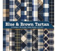 Blue and Brown Tartan Scrapbook Paper Craft Pad: 18 Checkered Designs, 36 Double-Side Sheets Printed on 8.5"x8.5" Sized Paper. Perfect for Card ... Decoupage, DIY Project, Album & More!