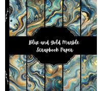 Blue and Gold Marble Scrapbook Paper, Abstract Junk Journal Paper, Elegant Decorative Paper, DIY Projects, Origami, Collage Sheets, Decoupage Paper, 10 Designs, Double SIded