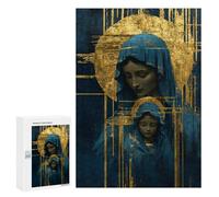Blue and Gold Virgin Mary Art Print Puzzle 1000 Pièces Educa Jouet en Bois Cadeau Unique Décoration Intérieure Jeu Éducatif Challenge Toy Adultes Et Enfants À Partir De 14 Ans 300 PCS