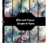 Blue and Maroon Scrapbook Paper, Red and Azure Junk Journal Paper, Abstract Decorative Paper, DIY Projects, Origami, Collage Sheets, Decoupage Paper, 8,5" by 8,5" inches, 10 Designs, Double Sided