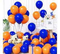 Blue And Orange Balloons, 60 Pieces 12 Inches Matte Balloon Dark Blue Orange Boy Men Women Girl Baby Shower Birthday Wedding Proposal Valentine Baby Bridal Shower Decorations