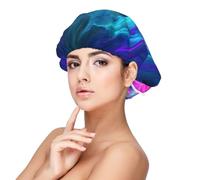 Blue and Pink Fire Bonnet de Nuit Satin Adulte Bonnet de Nuit Élastique Bonnet de Nuit Réglable Couverture de Cheveux pour Coiffures Noir Taille Unique Noir Taille Unique