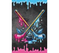 Blue and Pink Hockey Sticks and Puck: Blank 120 Page Lined Journal/Notebook/Poetry/Lyric Book