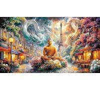 Blue-and-Red-Dragons-Facing-Each-Other 1000 pièces Jeu Stimulant Puzzle pour Adultes Papier recyclé Jeu Familial Amusant & Stimulant pour Relaxation, créativité et Cadeaux 38x26/1000 pièces