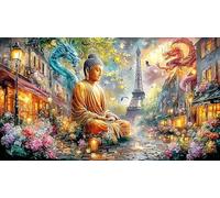 Blue-and-Red-Dragons-Facing-Each-Other 1000 pièces Papier recyclé Puzzle Extremement Difficile Jeux éducatifs Idée Cadeau Parfaite pour Adultes et Enfants de 12 Ans et Plus 38x26/1000 pièces