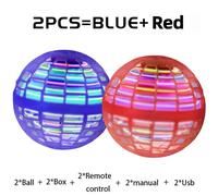 (Blue and Red)Flying Ball Boomerang Spinner Toys Hand Control Drone 360 Rotating Mini UFO With LED Lights for Children Funny Birthday Gifts
