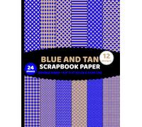 Blue and Tan Scrapbook Paper: Double Sided Geometric Patterns 24 Sheets of Light Brown and Azure for Crafts - 12 Designs - 2 Sheets/Design - 8.5"x11"