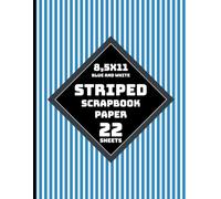 Blue and White Striped Scrapbook Paper: Vertical Stripes Candy Cane Patterned for Collages, Journaling, Invitations, Card Making, DIY Projects - 22 Sheets - 1 Design