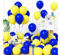Blue And Yellow Balloons, 60 Pieces 12 Inches Matte Balloon Dark Blue Yellow Boy Men Women Girl Baby Shower Birthday Wedding Proposal Valentine Baby Bridal Shower Decorations