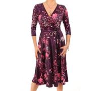 Blue Banana Robe Femme Col V Ajustée et évasée Longueur Genou - Violet Taille 42