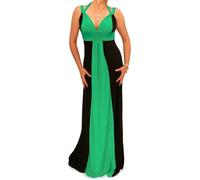 Blue Banana Robe Femme de Soirée Longue sans Manches - Noir et Vert Taille 40